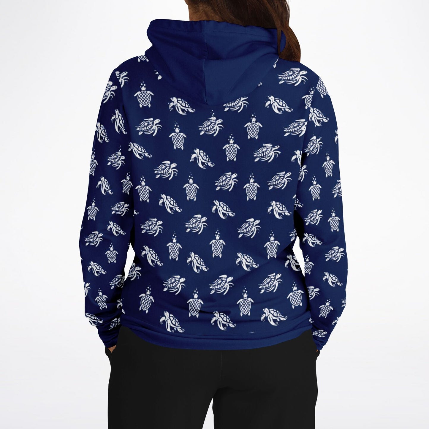 Women's Navy Sea Turtle Pattern Athletic Hoodie