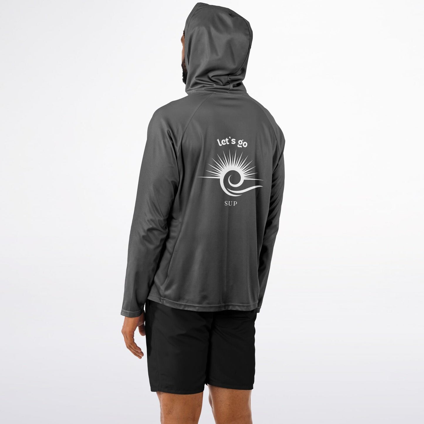 Men's Grey SUP Long Sleeve Hooded Performance Shirt