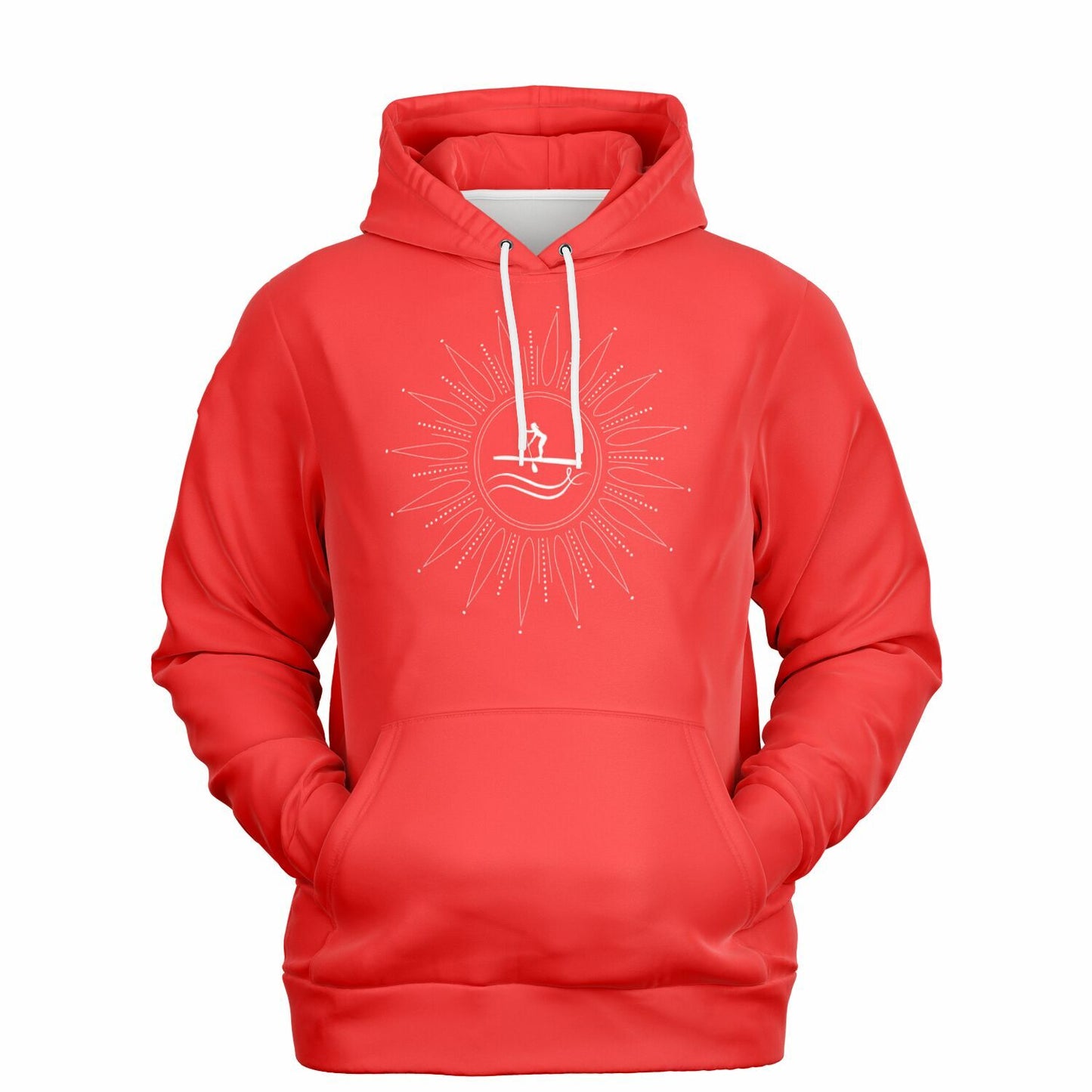 Women's Red and White Gliding Across Waves Fashion Hoodie