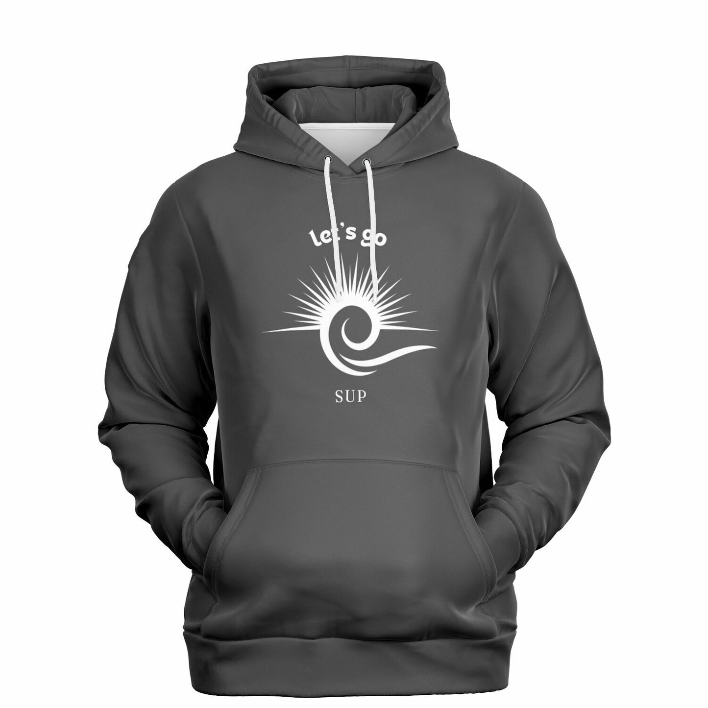 Men's & Women's Grey Let's Go SUP Athletic Hoodie with Sun & Wave Design