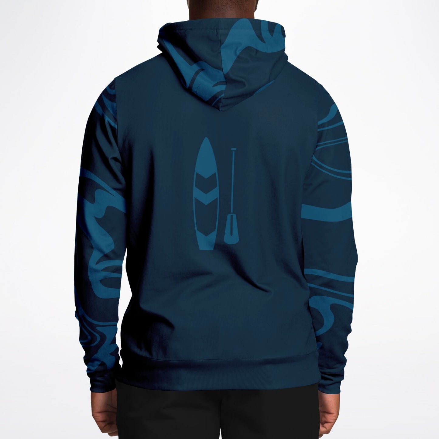Men's Navy Blue Paddle Surf and Waves Fashion Hoodie