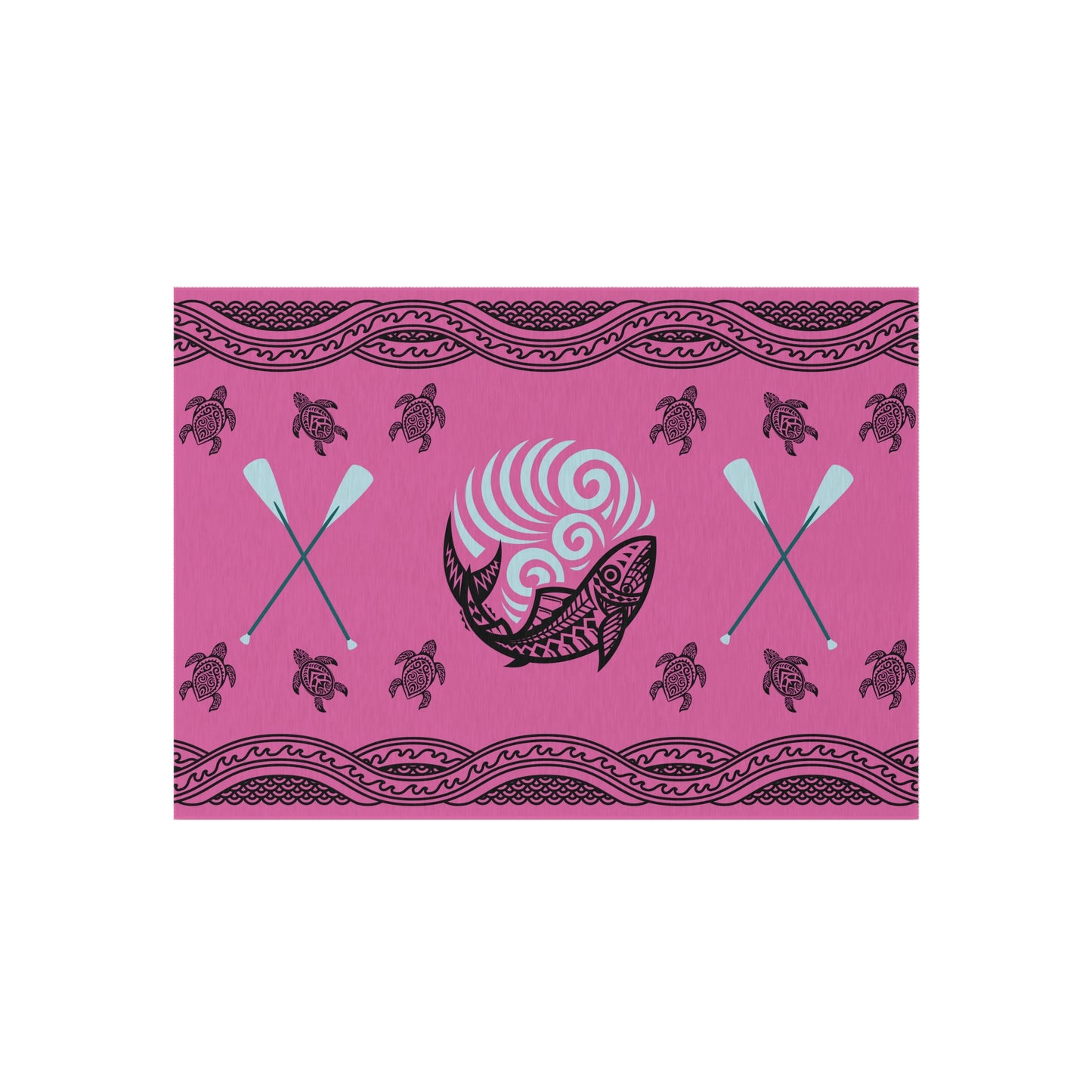 Vibrant and Purple with Paddles and Turtles Water and Mildew Resistant Outdoor Rug