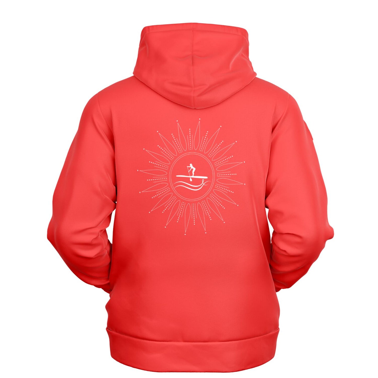 Women's Red and White Gliding Across Waves Fashion Hoodie