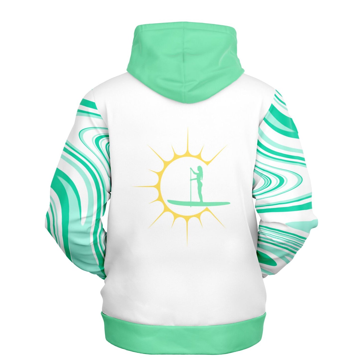 Women's Fun In The SunWhite and Green Athletic Hoodie With Paddleboarder
