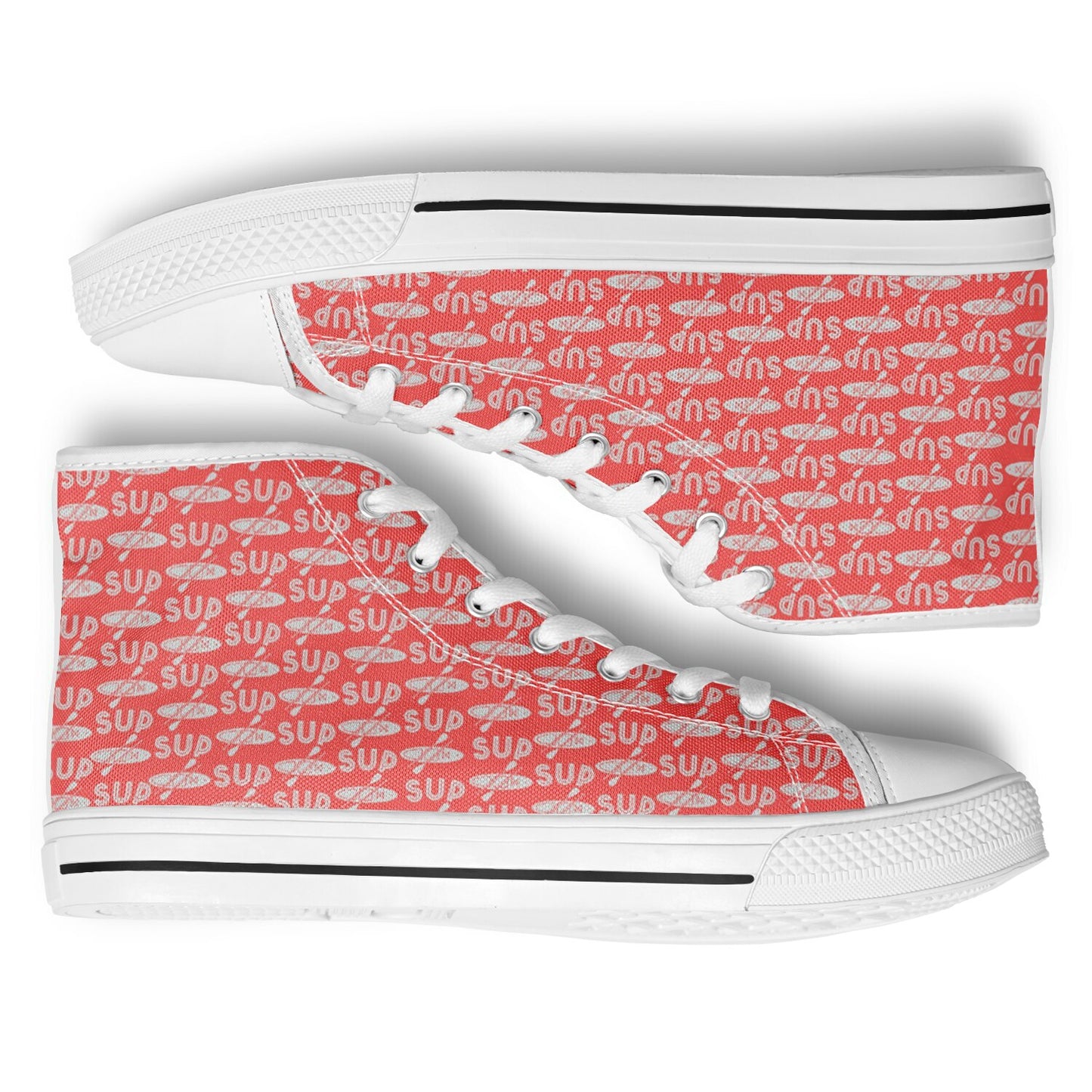 Women's Red and White Outsole with Light Grey Paddleboarding Design Urban Peak High Top Shoes