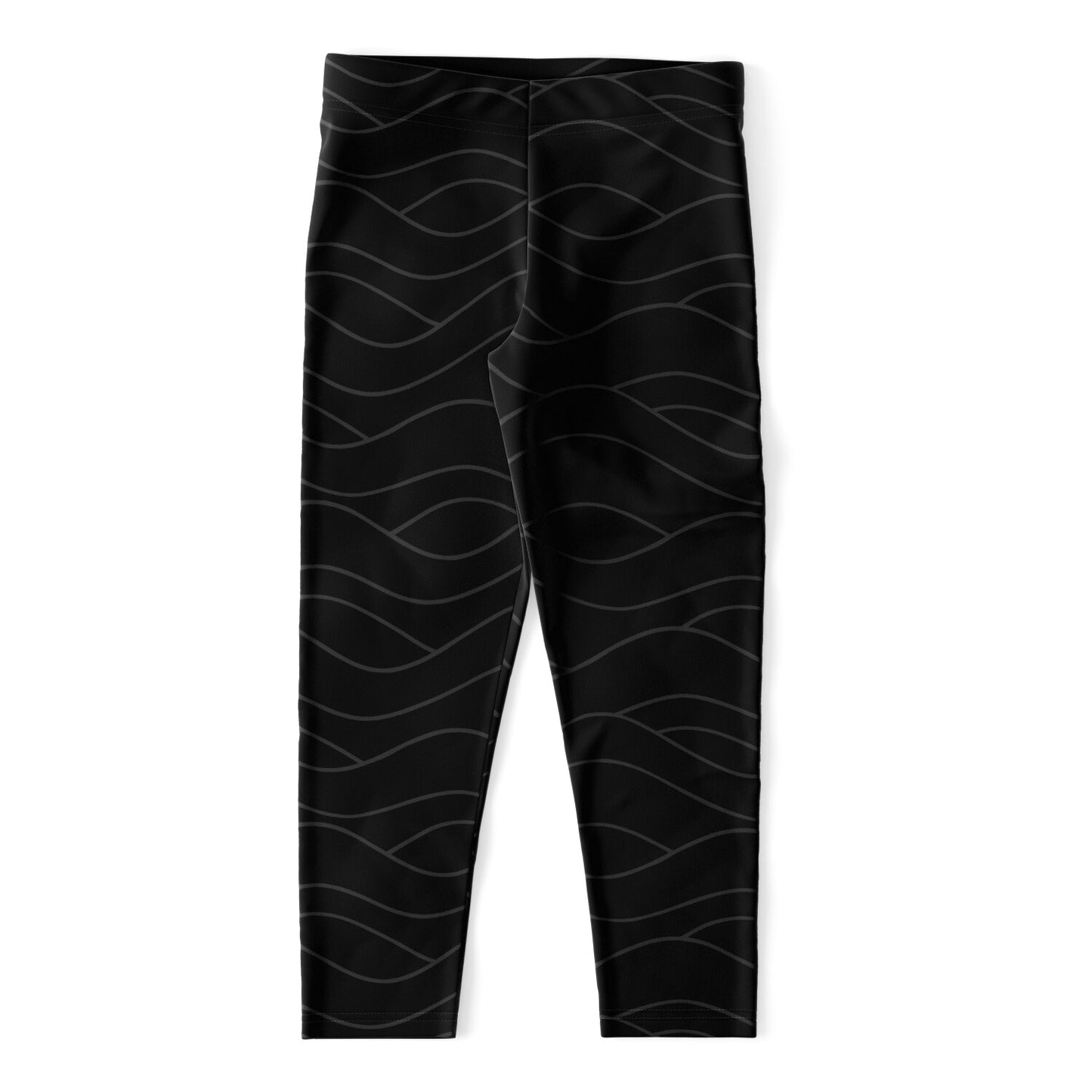 Women's Black and Grey Waves Sleek Capri Leggings
