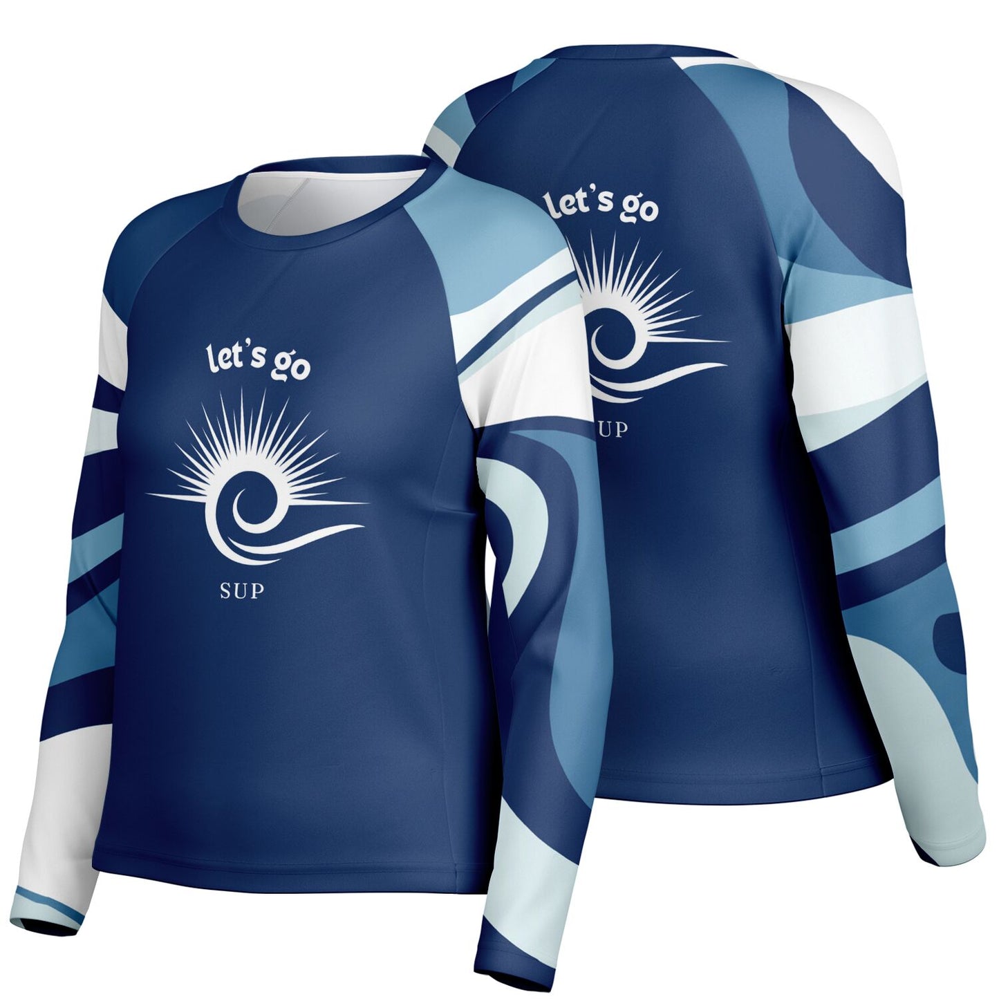 Women's Blue SUP Athletic Long Sleeve Performance Shirt