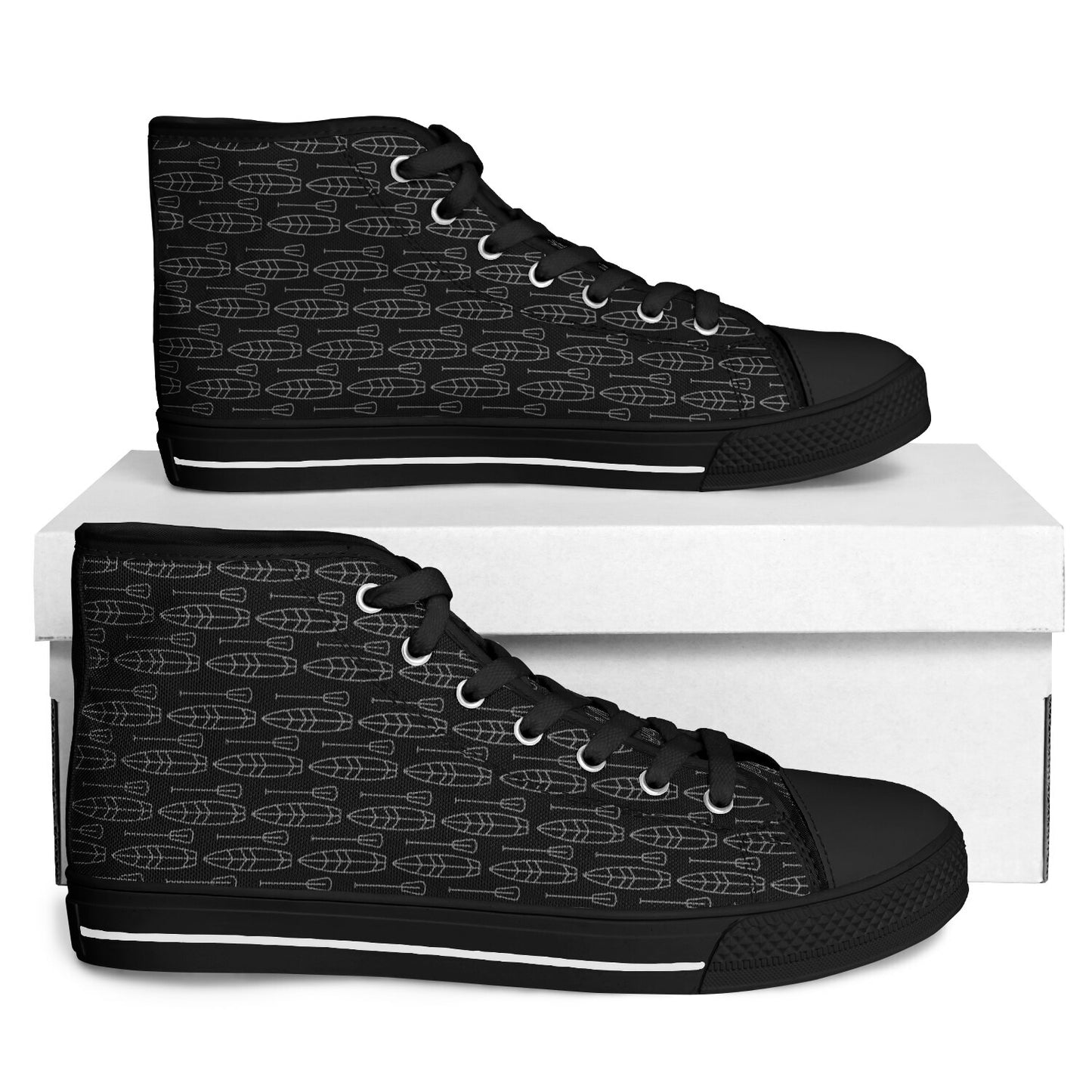 Men's Black and Grey Paddle Design Urban Peak High Top Shoes