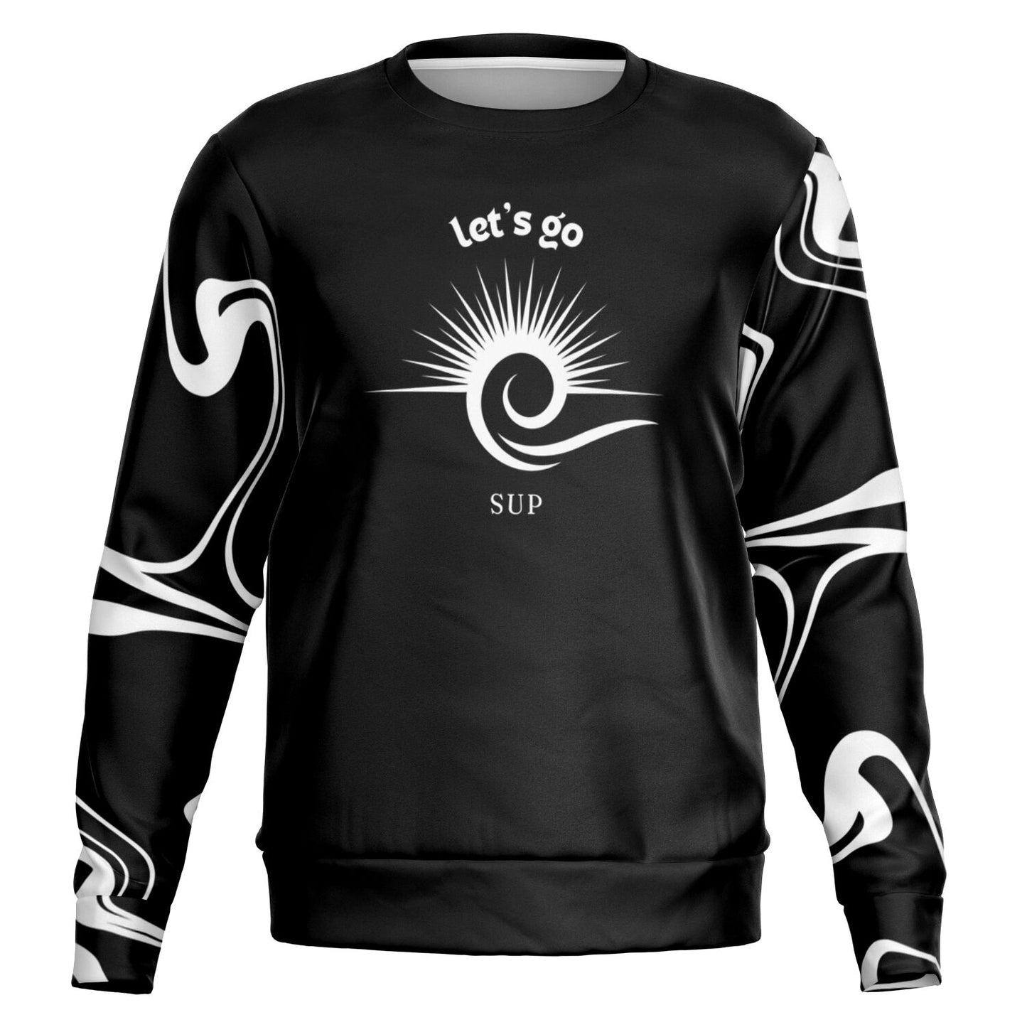 Black and White Let's Go SUP Athletic Sweatshirt