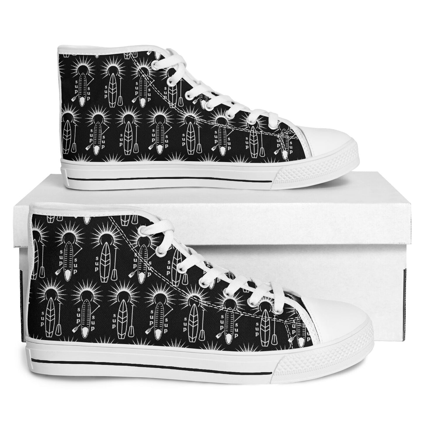 Women's Black and White Sun&SUP Design Urban Peak High Top Shoes