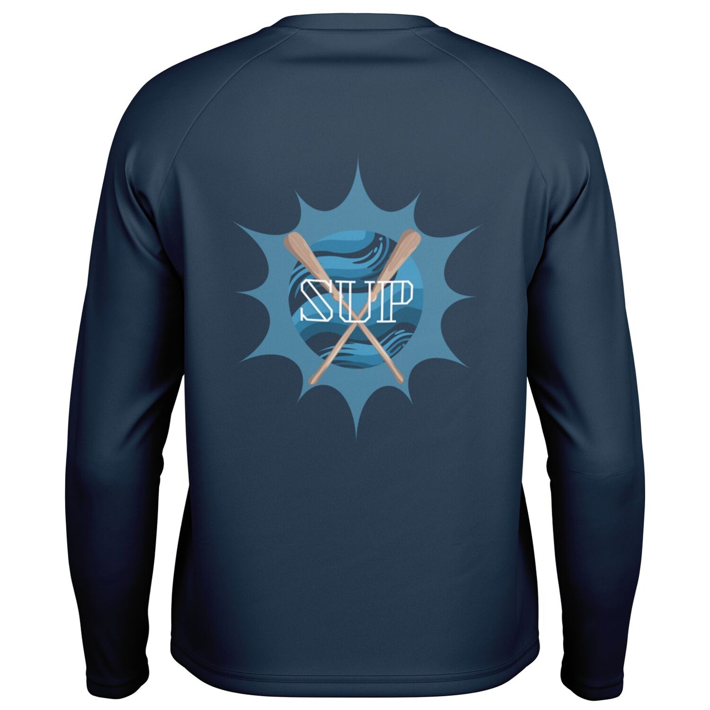 Men's Blue SUP and Sun Long Sleeve Performance Shirt with Paddles