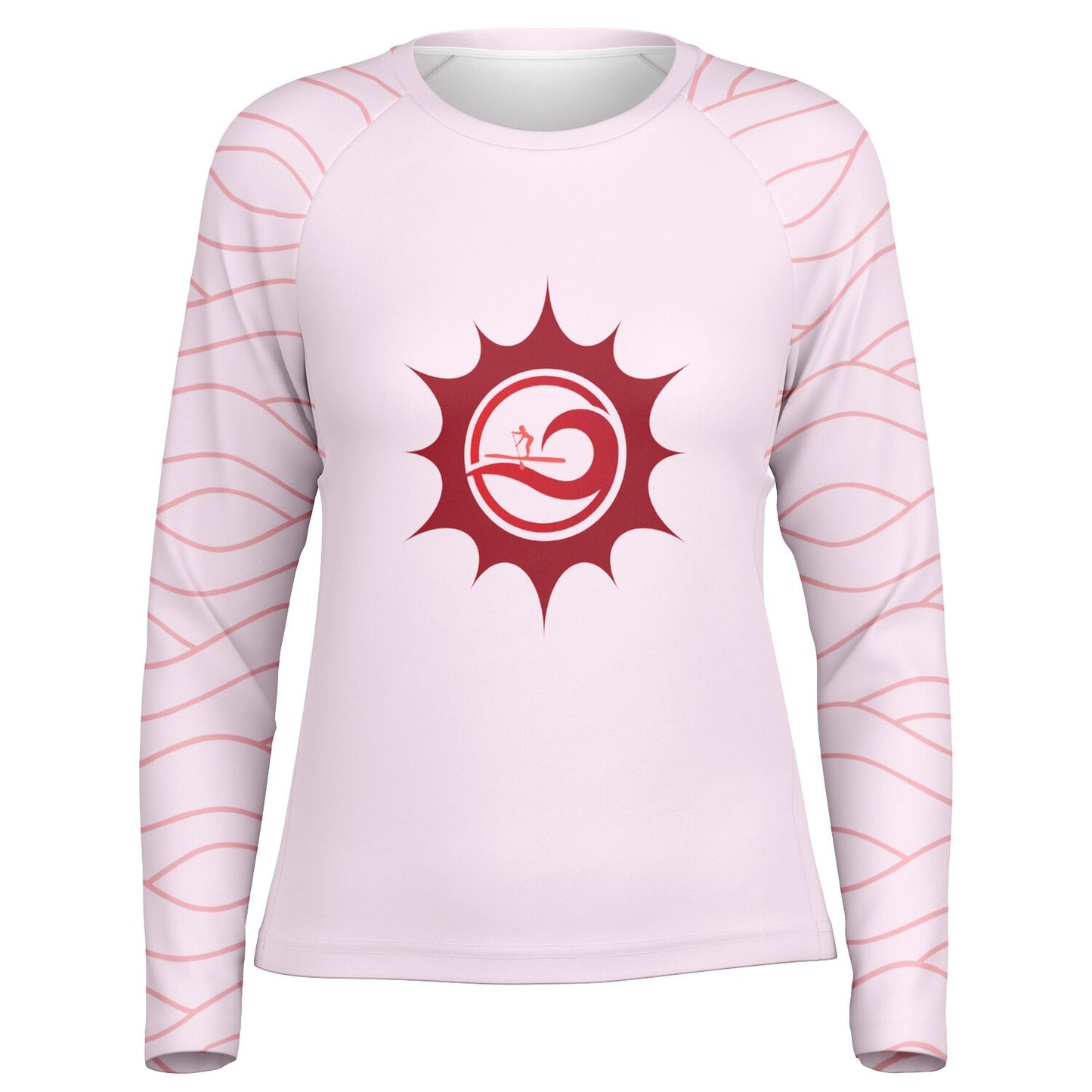 Women's Pink and Red Sun and Paddleboarder Long Sleeve Performance Shirt