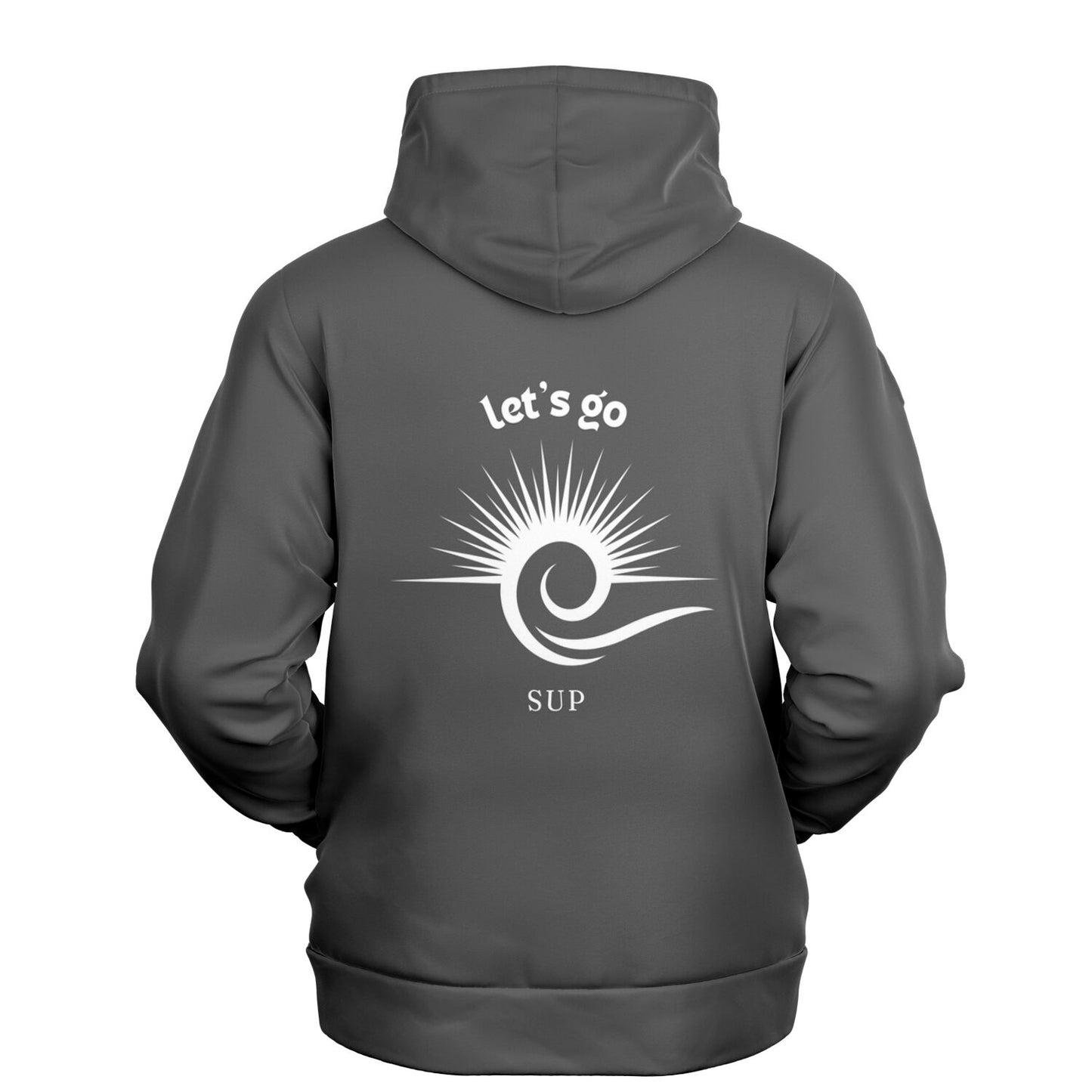 Men's & Women's Grey Let's Go SUP Athletic Hoodie with Sun & Wave Design