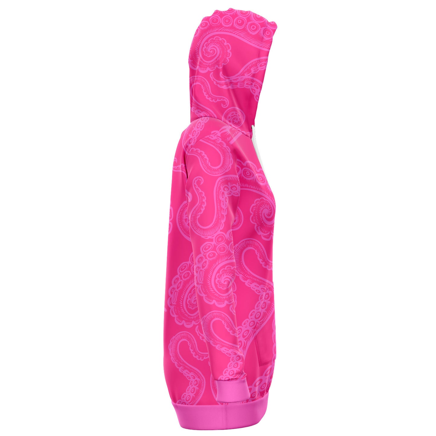 Women's Pink Octopus Tentacles Print Longline Athletic Hoodie