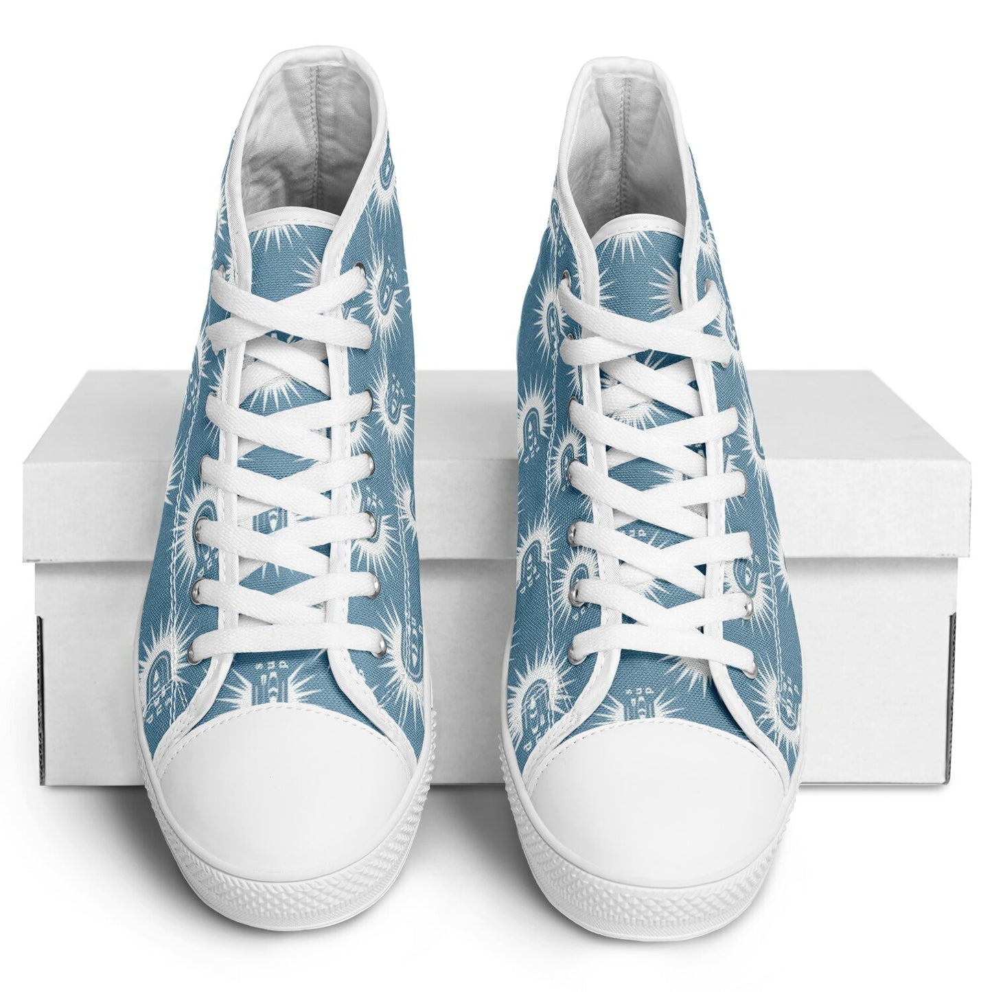 Women's Light Blue and White SUP Element with Modern Sun Design Urban Peak High Top Shoes