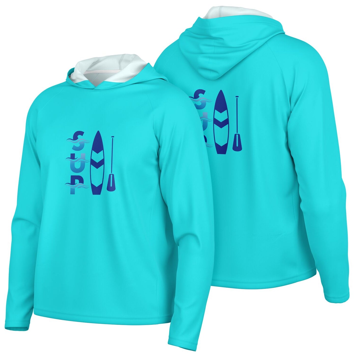 Men's Bright Blue Long Sleeve Hooded Performance Shirt