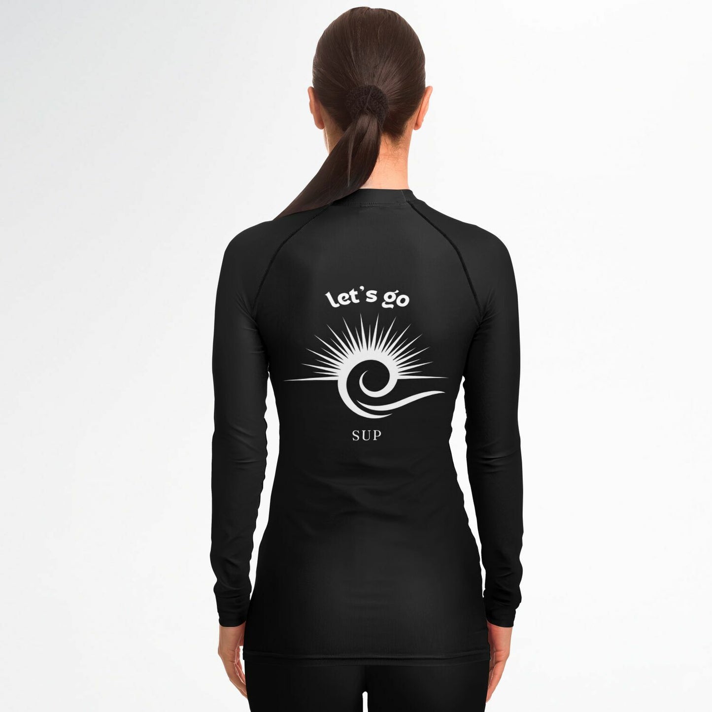 Women's Athletic Black and White Let's Go SUP Rashguard