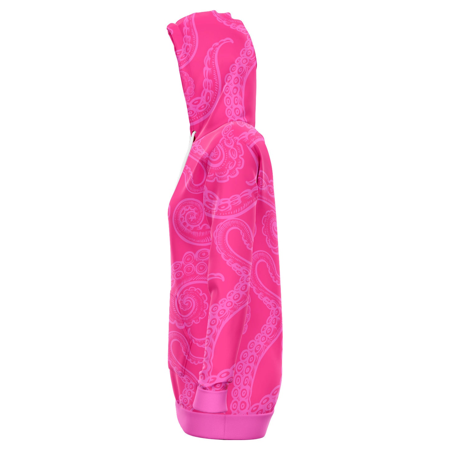 Women's Pink Octopus Tentacles Print Longline Athletic Hoodie