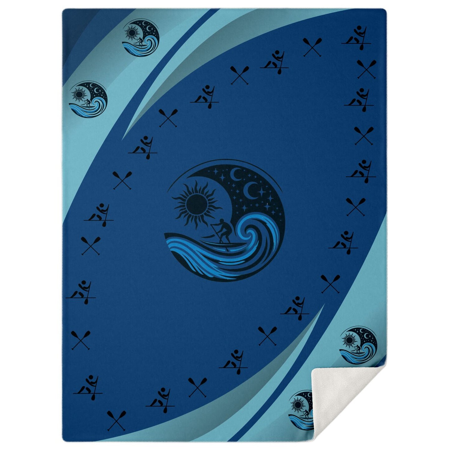Day& Night Blue Ocean and Paddleboarding Inspired Premium Microfleece Blanket