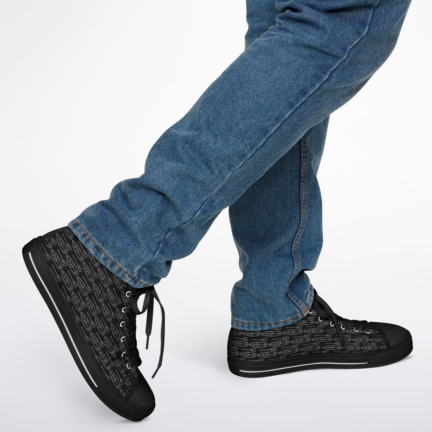 Men's Black and Grey Paddle Design Urban Peak High Top Shoes