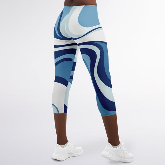 Women's Blue Waves Athletic Capri Leggings