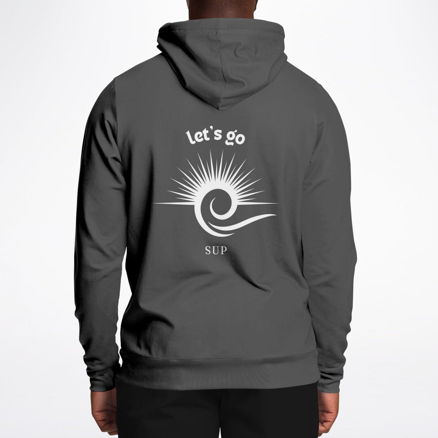Men's & Women's Grey Let's Go SUP Athletic Hoodie with Sun & Wave Design