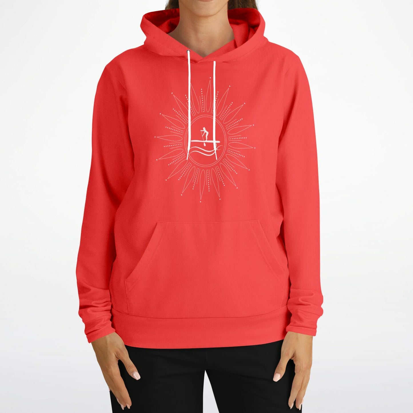 Women's Red and White Gliding Across Waves Fashion Hoodie