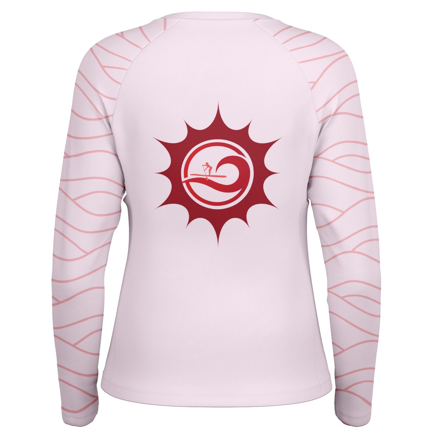 Women's Pink and Red Sun and Paddleboarder Long Sleeve Performance Shirt