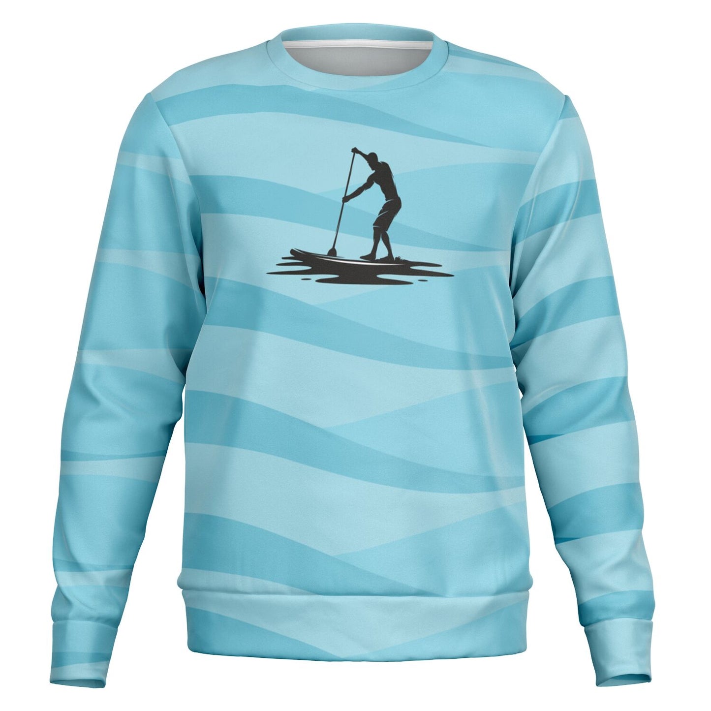 Men's Trendy Blue SUP and Ocean Waves Athletic Sweatshirt