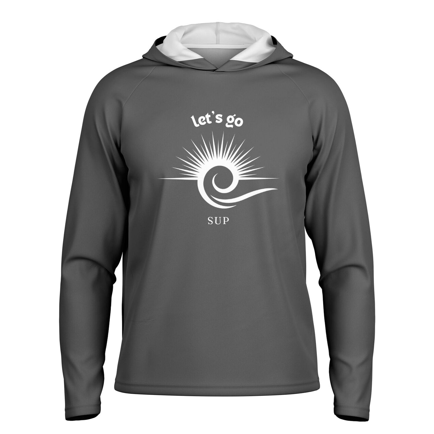 Men's Grey SUP Long Sleeve Hooded Performance Shirt