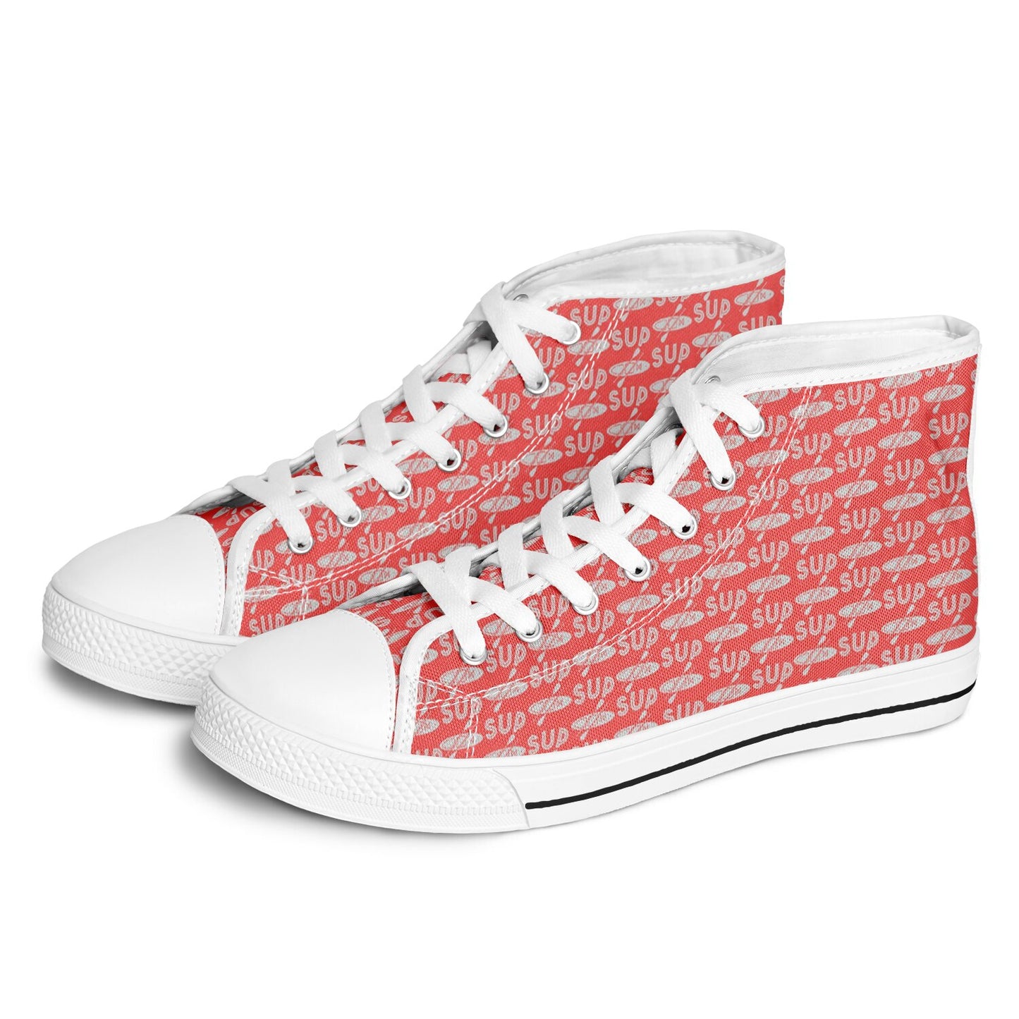 Women's Red and White Outsole with Light Grey Paddleboarding Design Urban Peak High Top Shoes