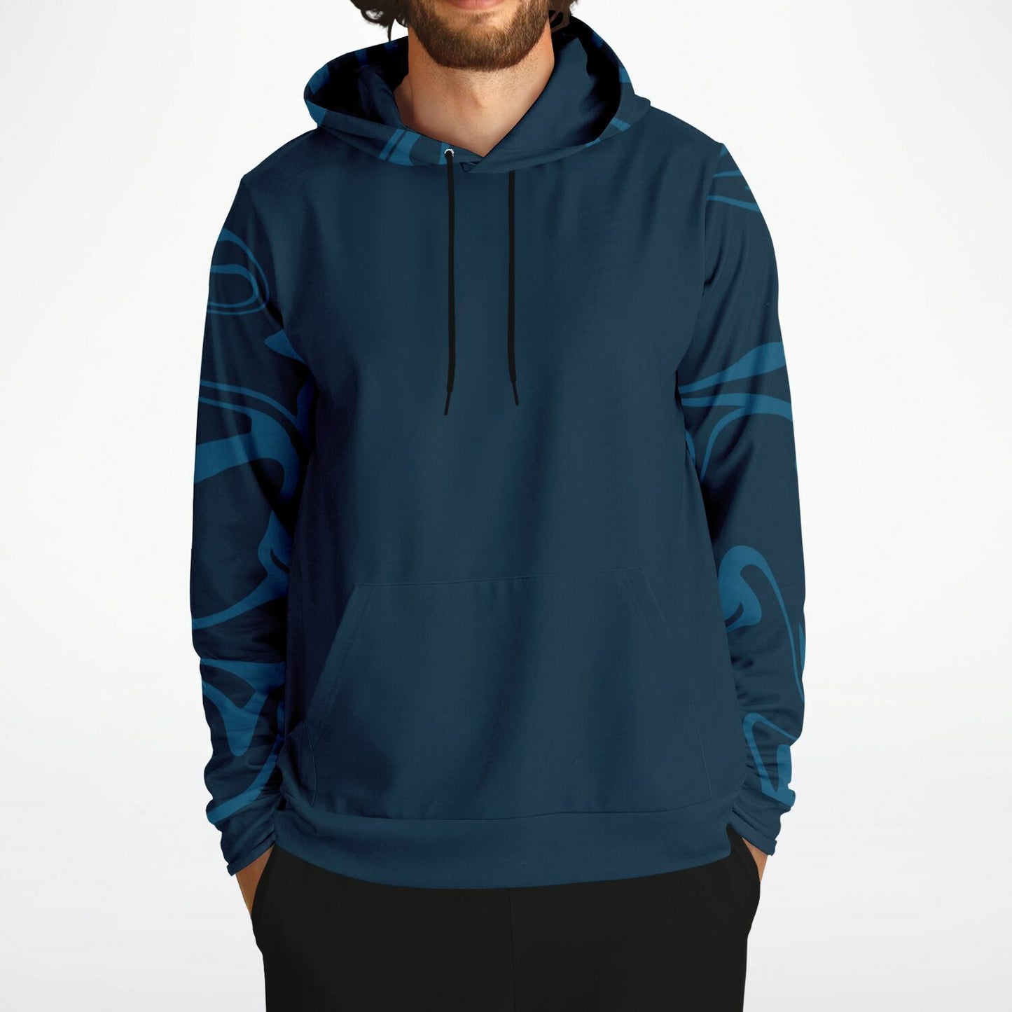 Men's Navy Blue Paddle Surf and Waves Fashion Hoodie