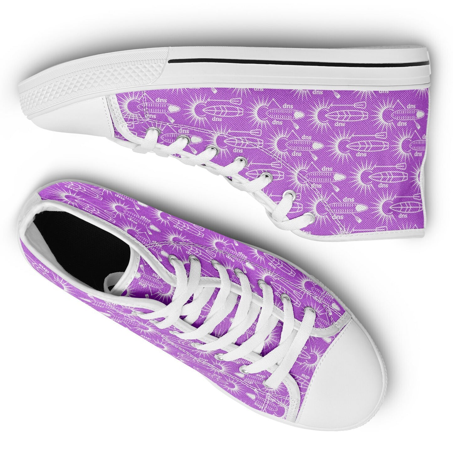 Women's Purple and White Paddleboards with Sun Design All Over Urban Peak High Top Shoes