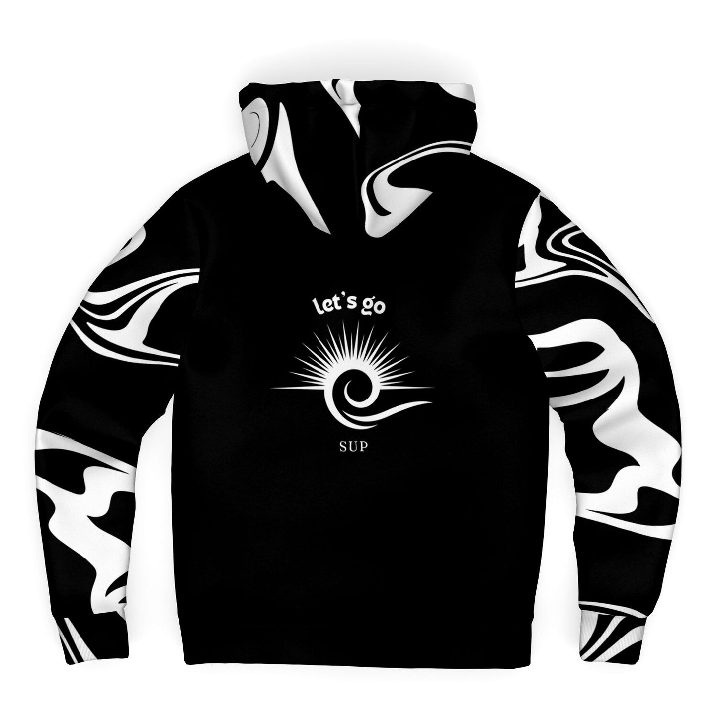 Men's Black and White Let's Go SUP Adventure Paddle Microfleece Ziphoodie