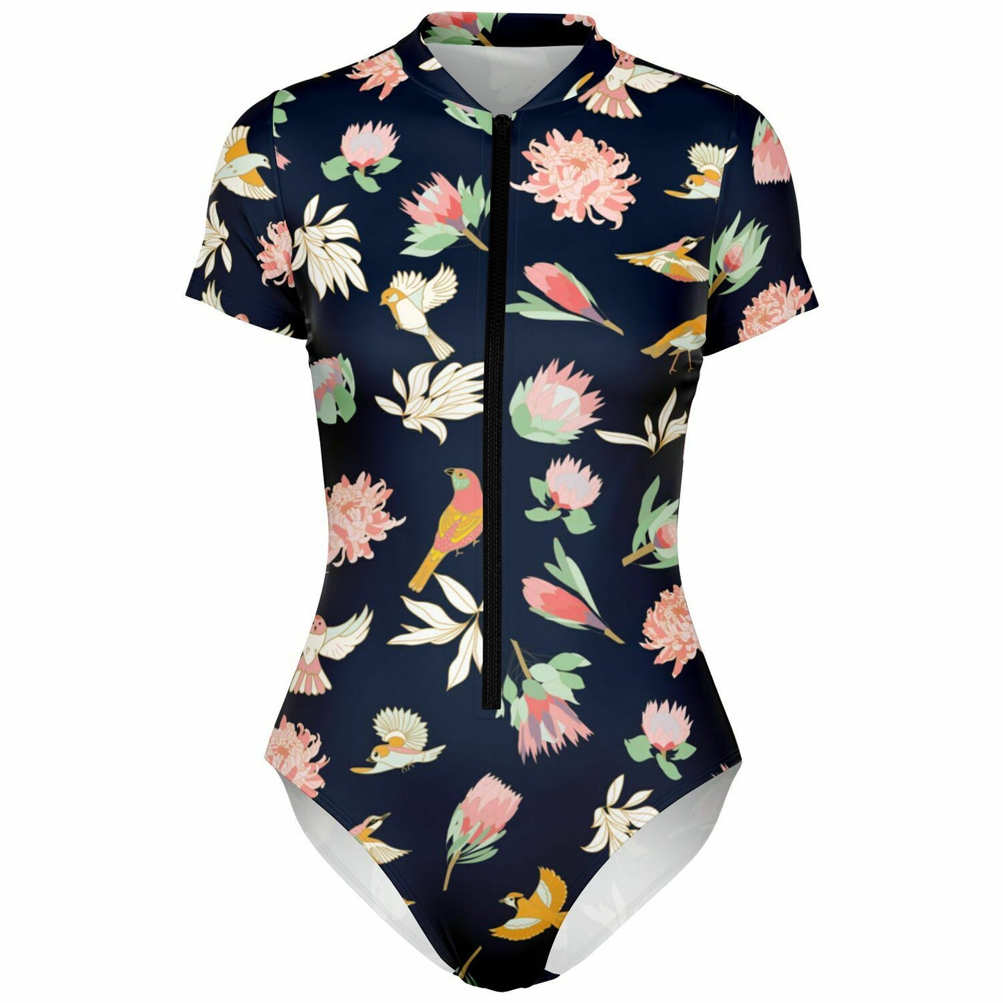 Women's Tropical Bodysuit Short Sleeve One Piece Swimwear