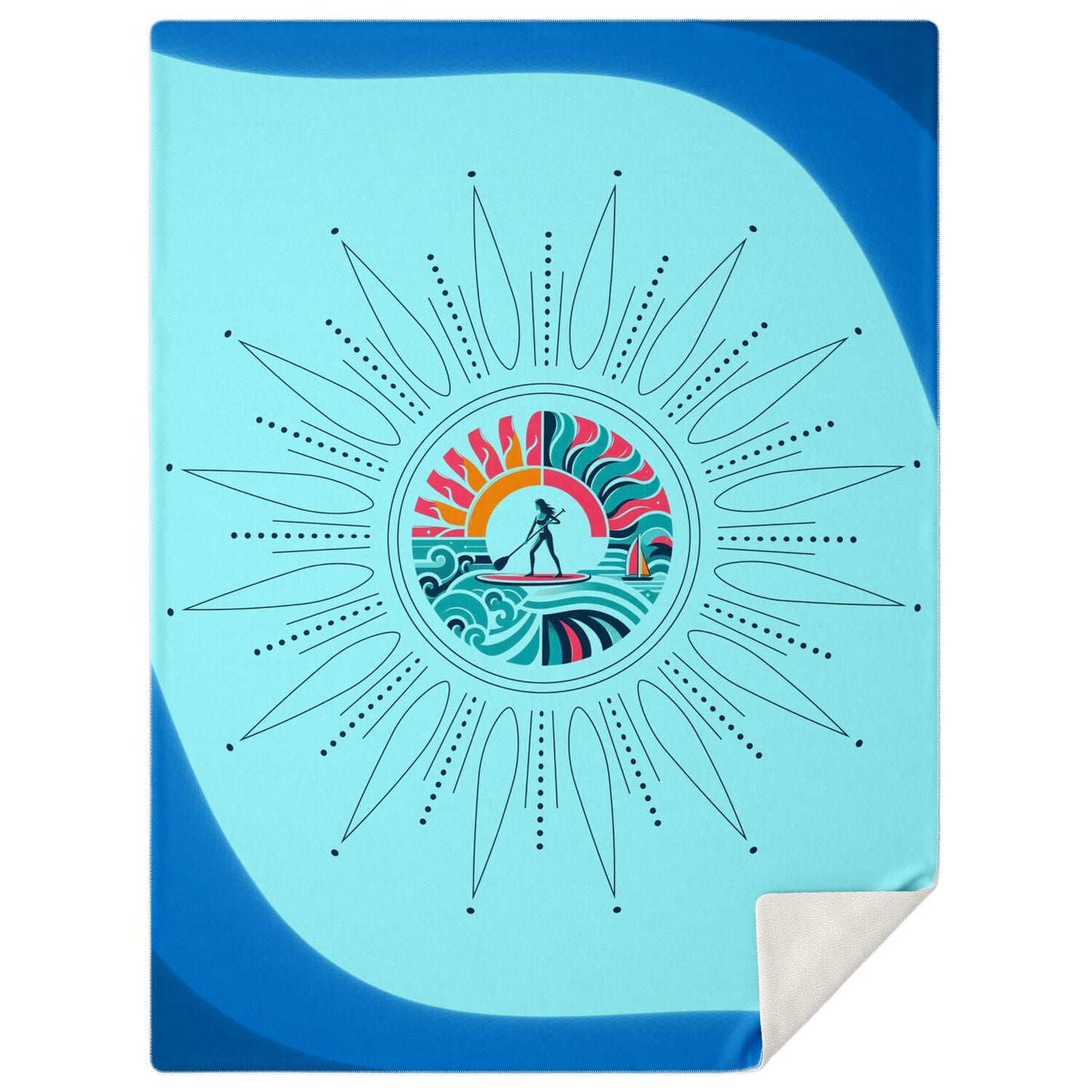 Sunshine Waves-Paddleboard Colorful Escape Premium Microfleece Blanket