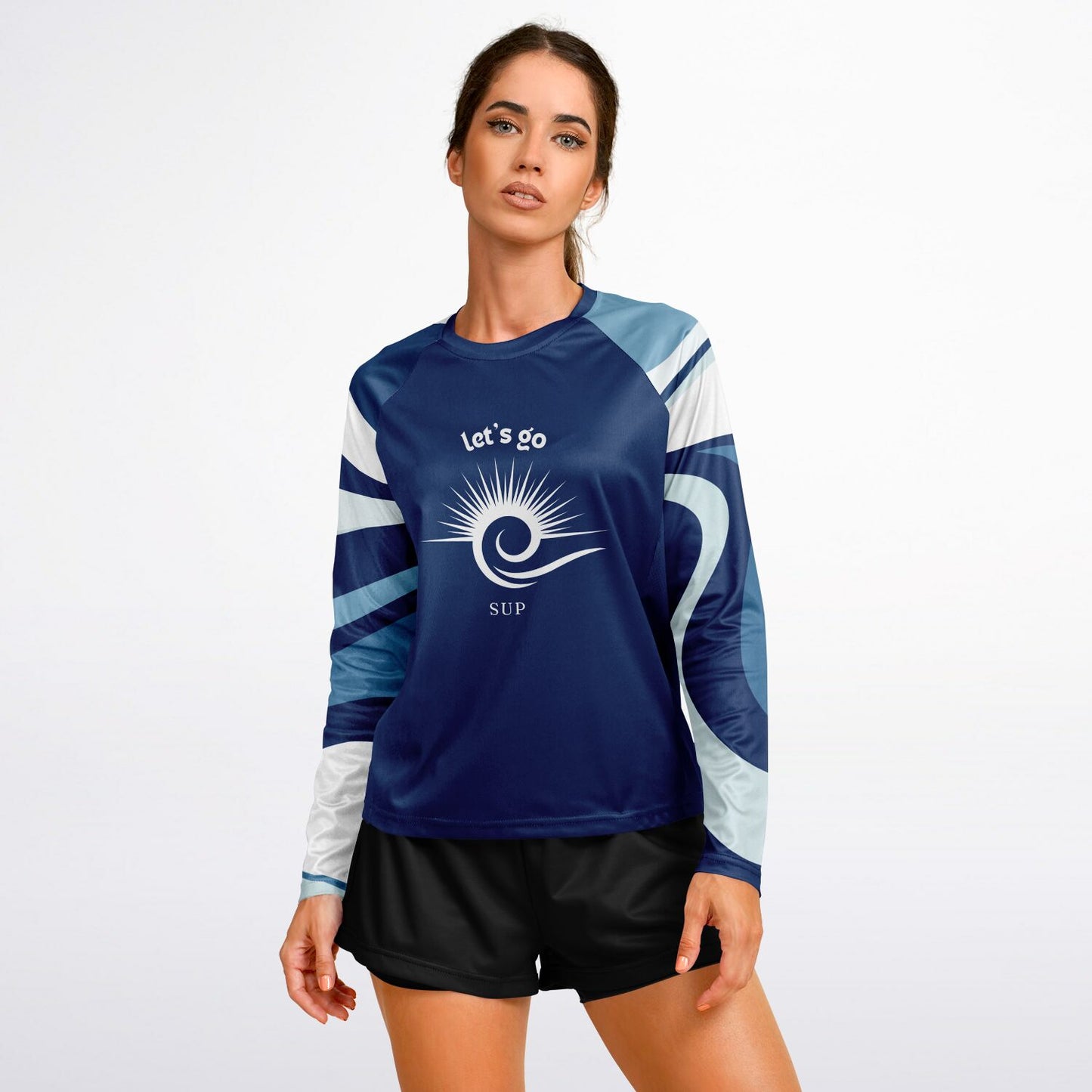 Women's Blue SUP Athletic Long Sleeve Performance Shirt
