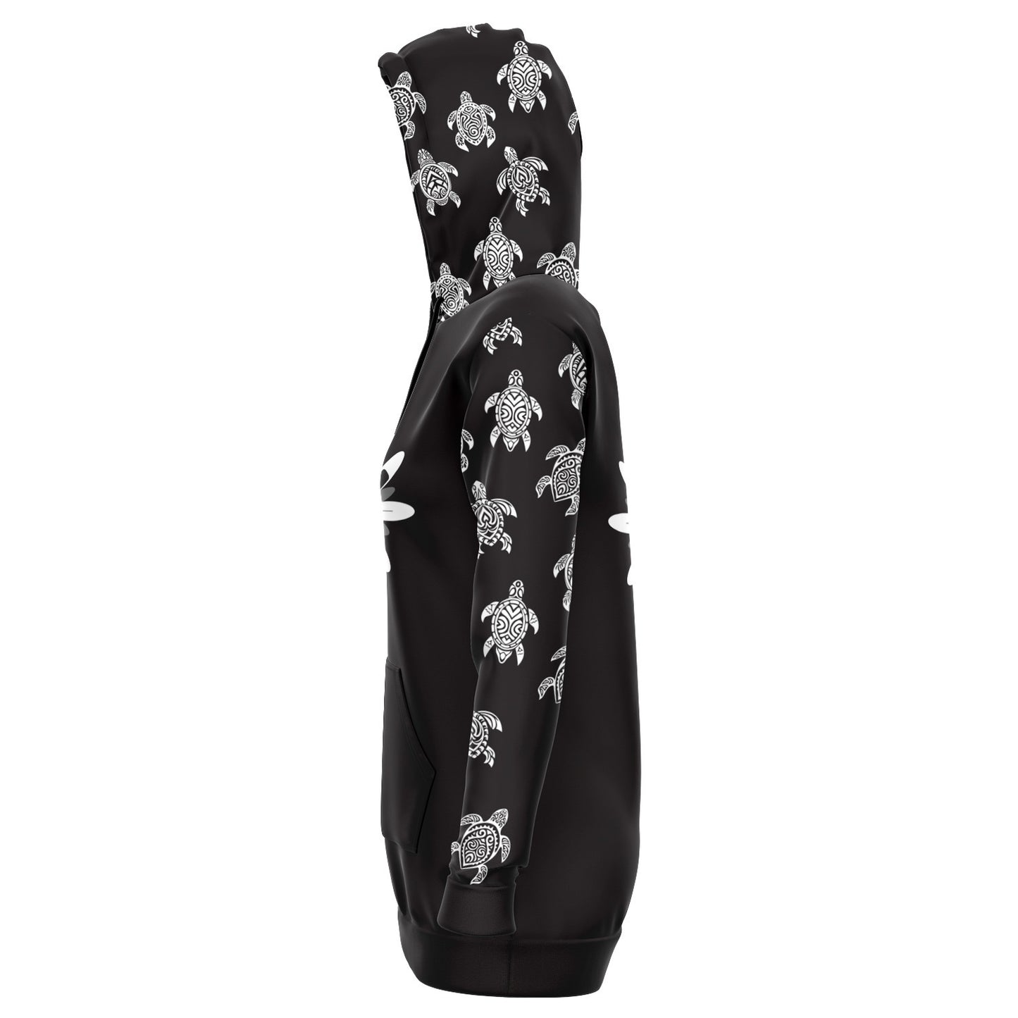 Women's Black SUP O'clock with Turtles Longline Athletic Hoodie