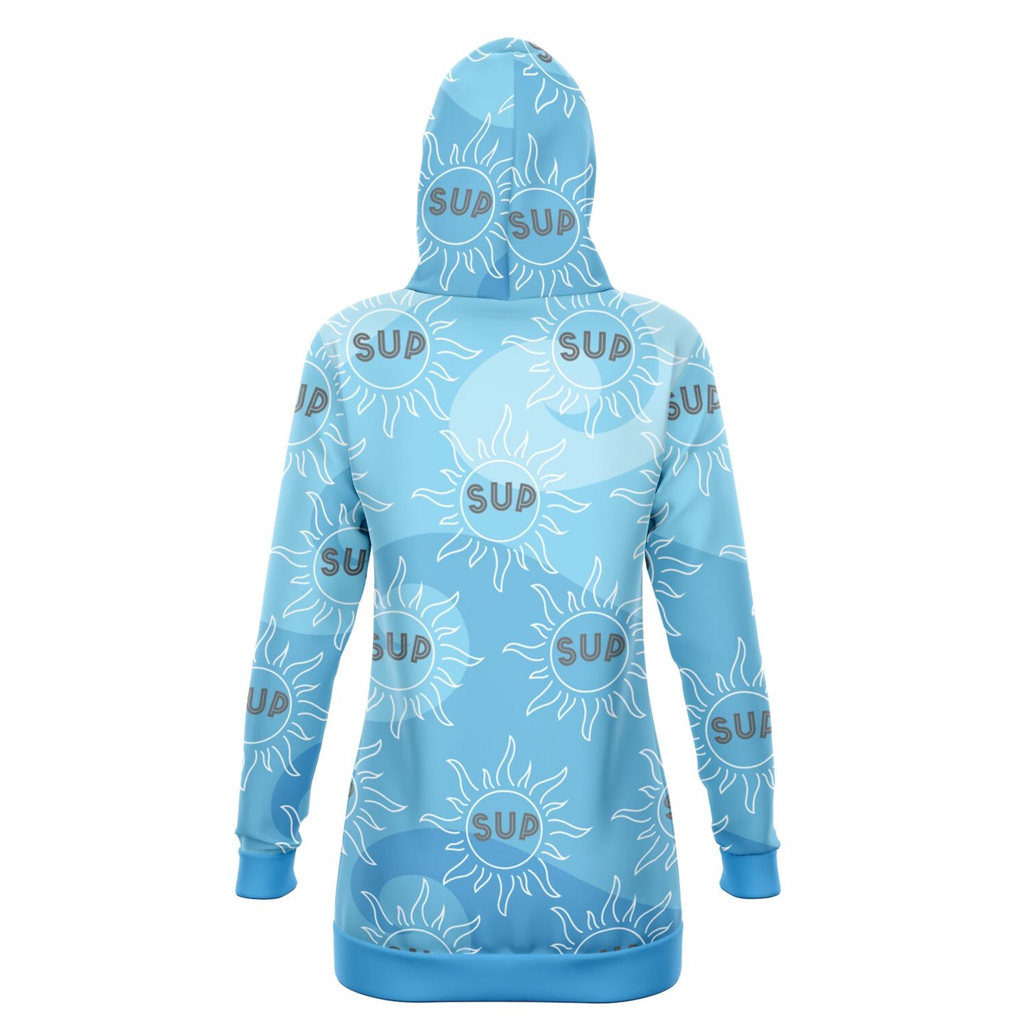 Women's Blue Wave And SUP Print Paddleboarding Longline Athletic Hoodie