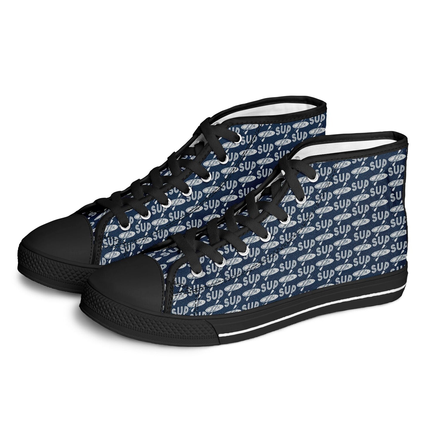 Men's Black and Blue with Grey Paddle Design Urban Peak High Top Shoes