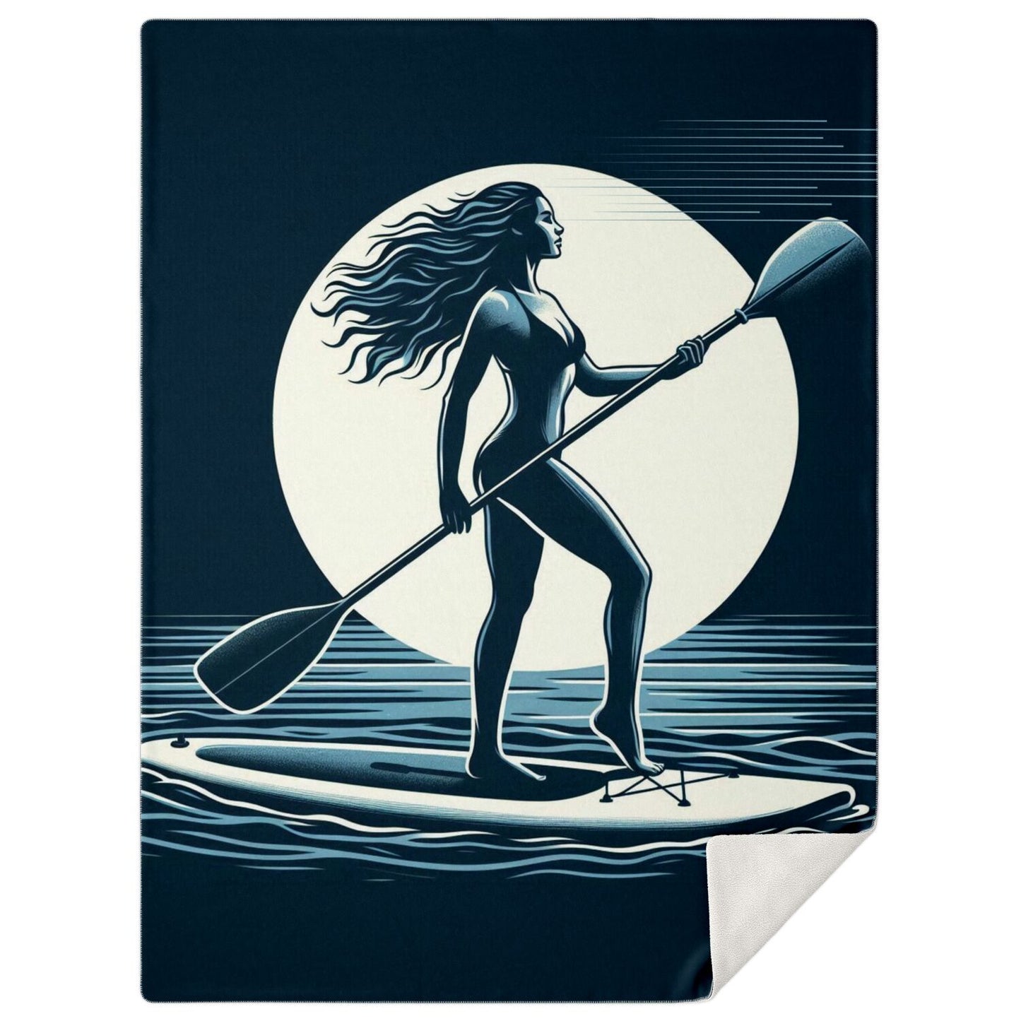 Moonlit Paddleboarder Premium Microfleece Blanket
