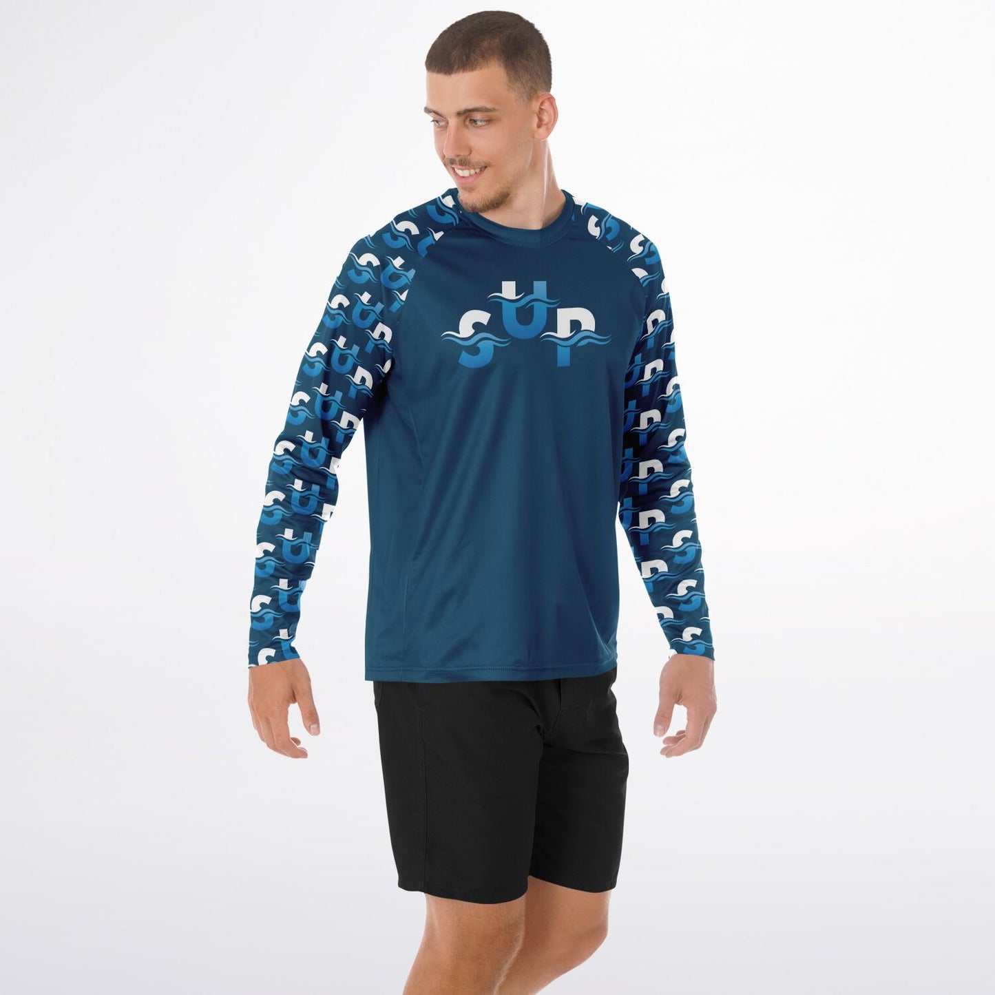 Men's Navy SUP Athletic Long Sleeve Performance Shirt