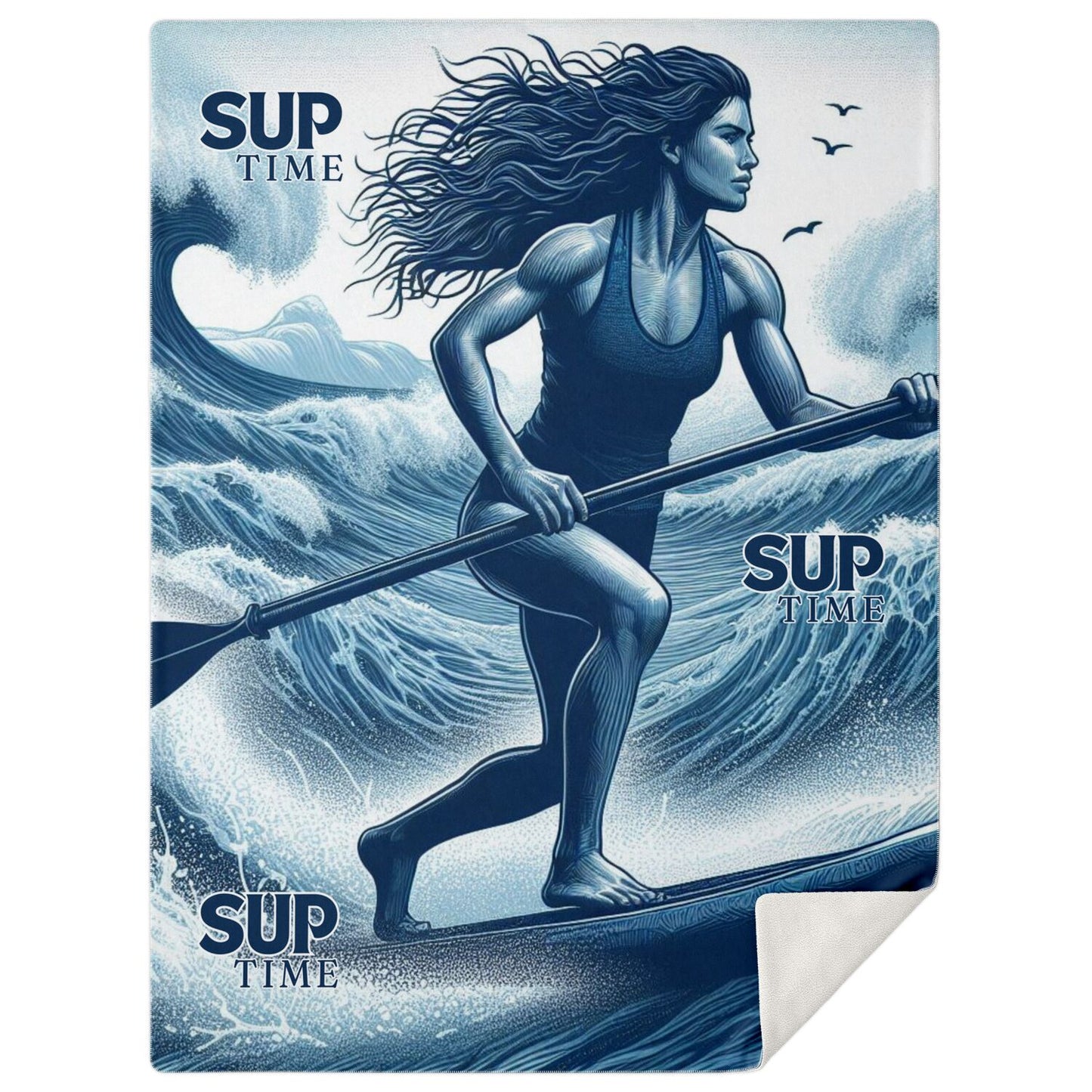 Ocean Waves and Paddleboarding Adventure Microfleece Blanket