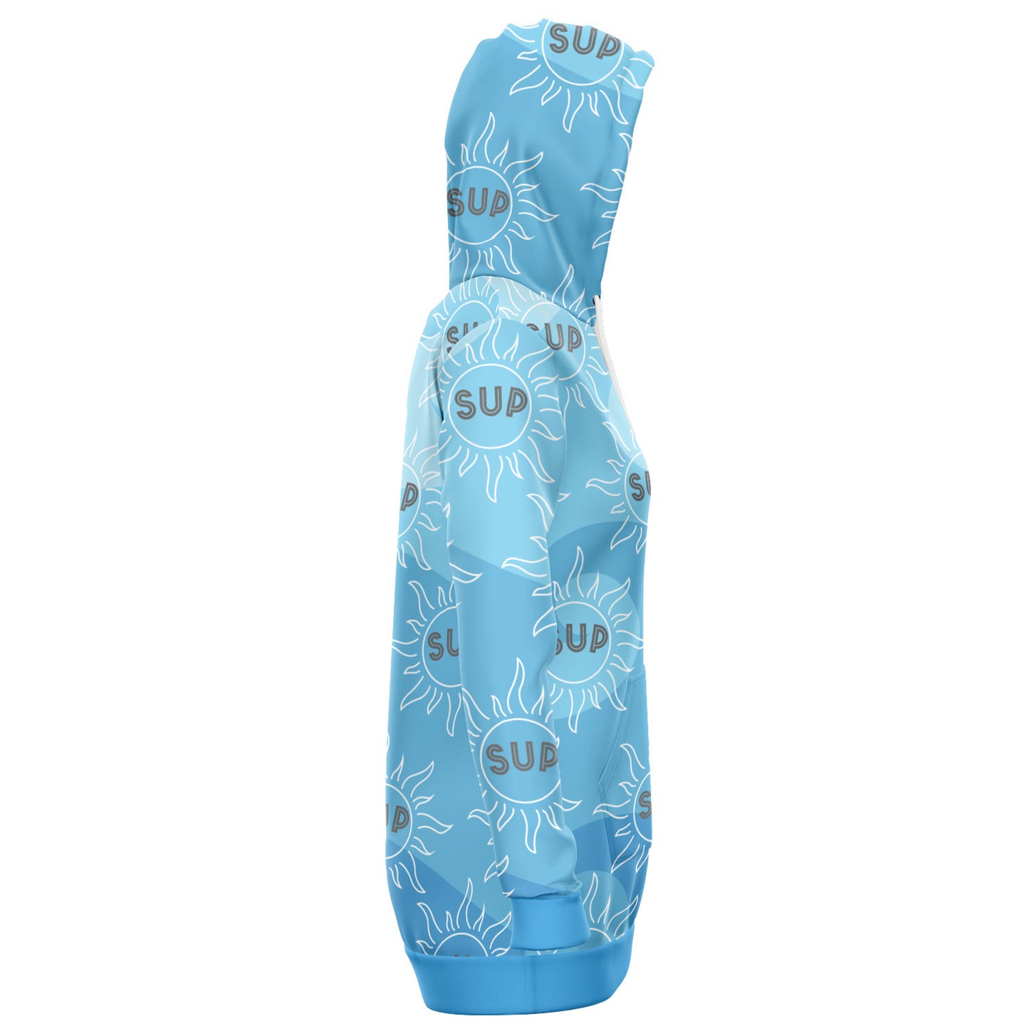 Women's Blue Wave And SUP Print Paddleboarding Longline Athletic Hoodie