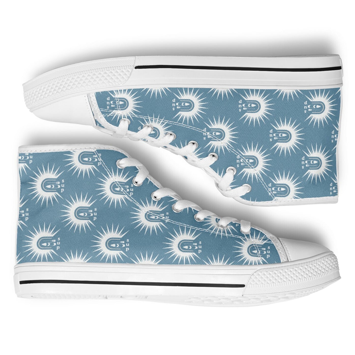 Women's Light Blue and White SUP Element with Modern Sun Design Urban Peak High Top Shoes