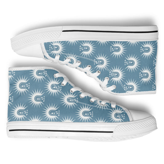 Women's Light Blue and White SUP Element with Modern Sun Design Urban Peak High Top Shoes