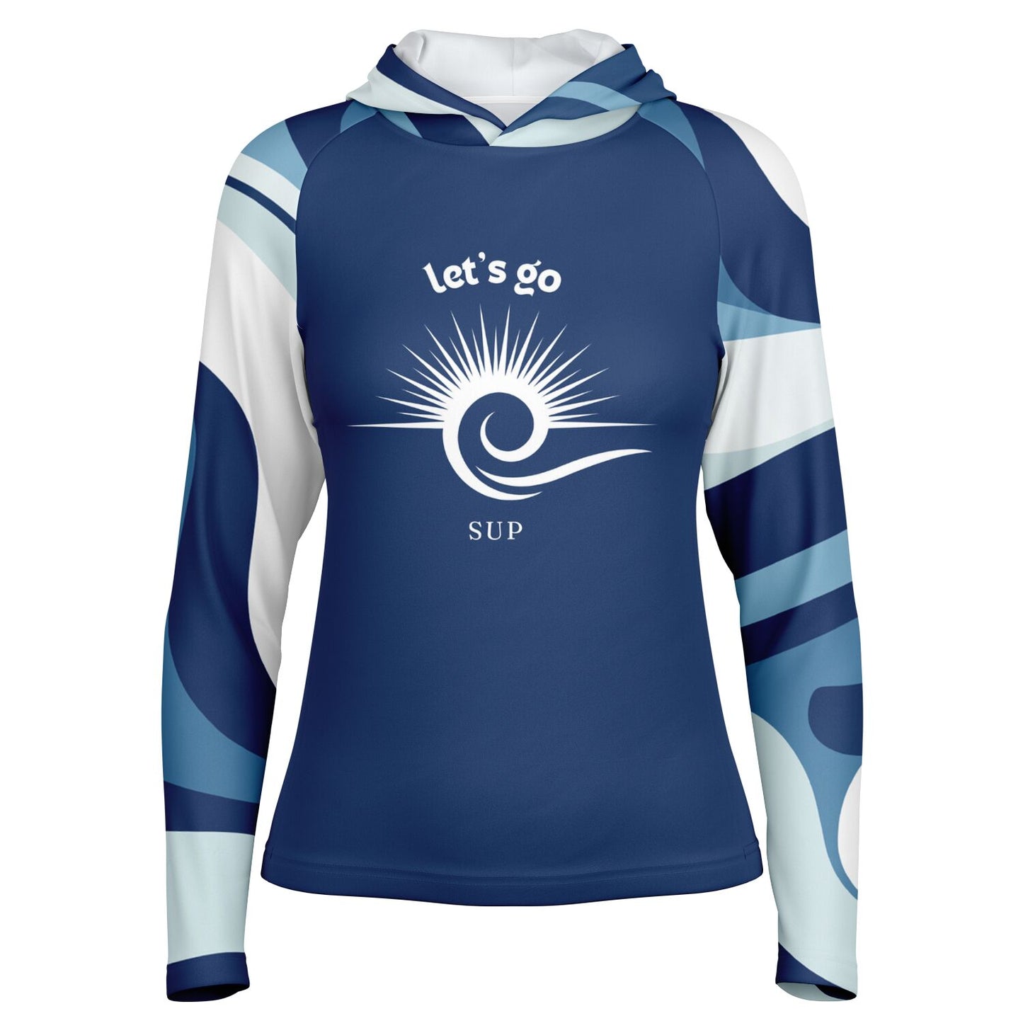 Women's Blue Let's Go SUP Long Sleeve Hooded Performance Shirt