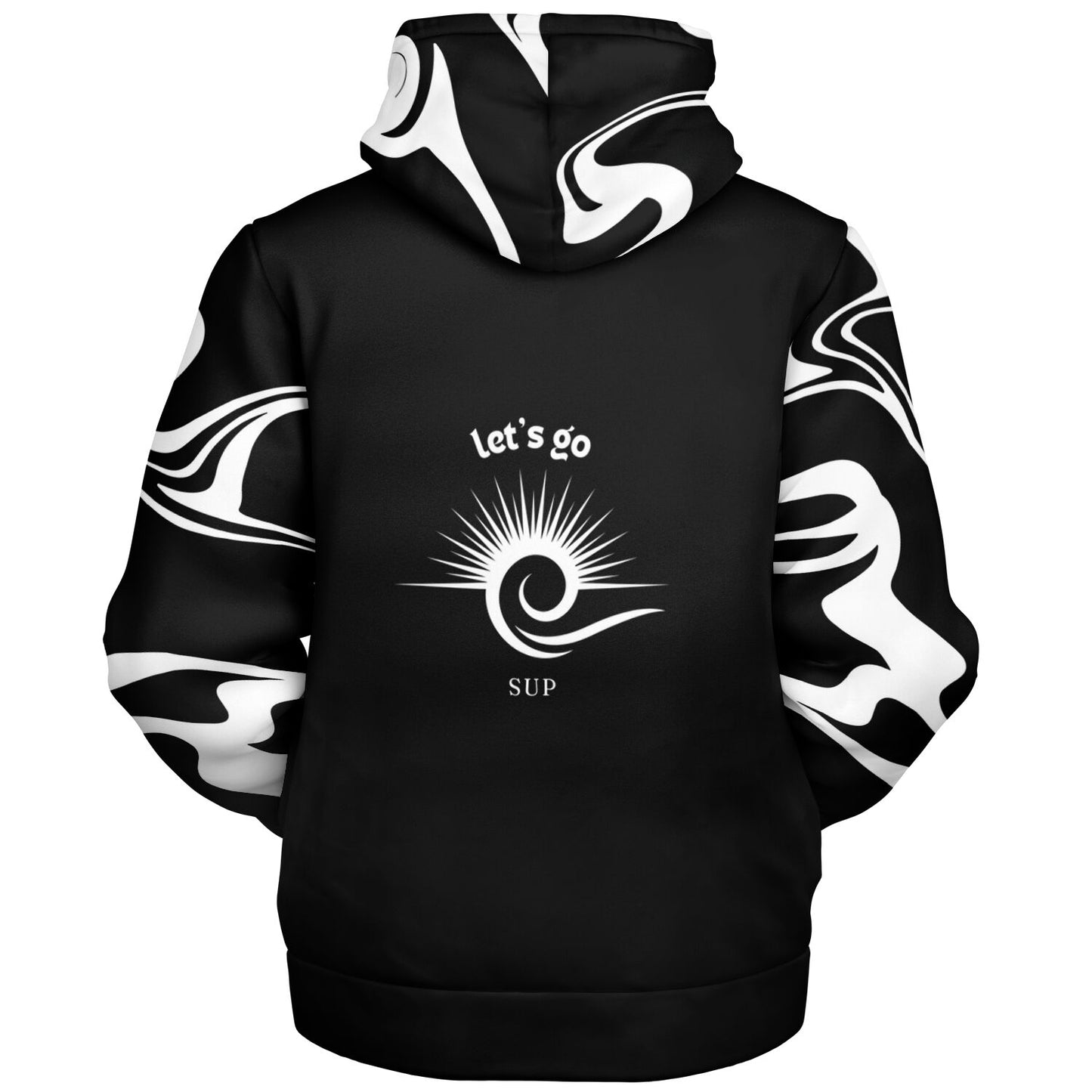 Men's Black and White Let's Go SUP Adventure Paddle Microfleece Ziphoodie