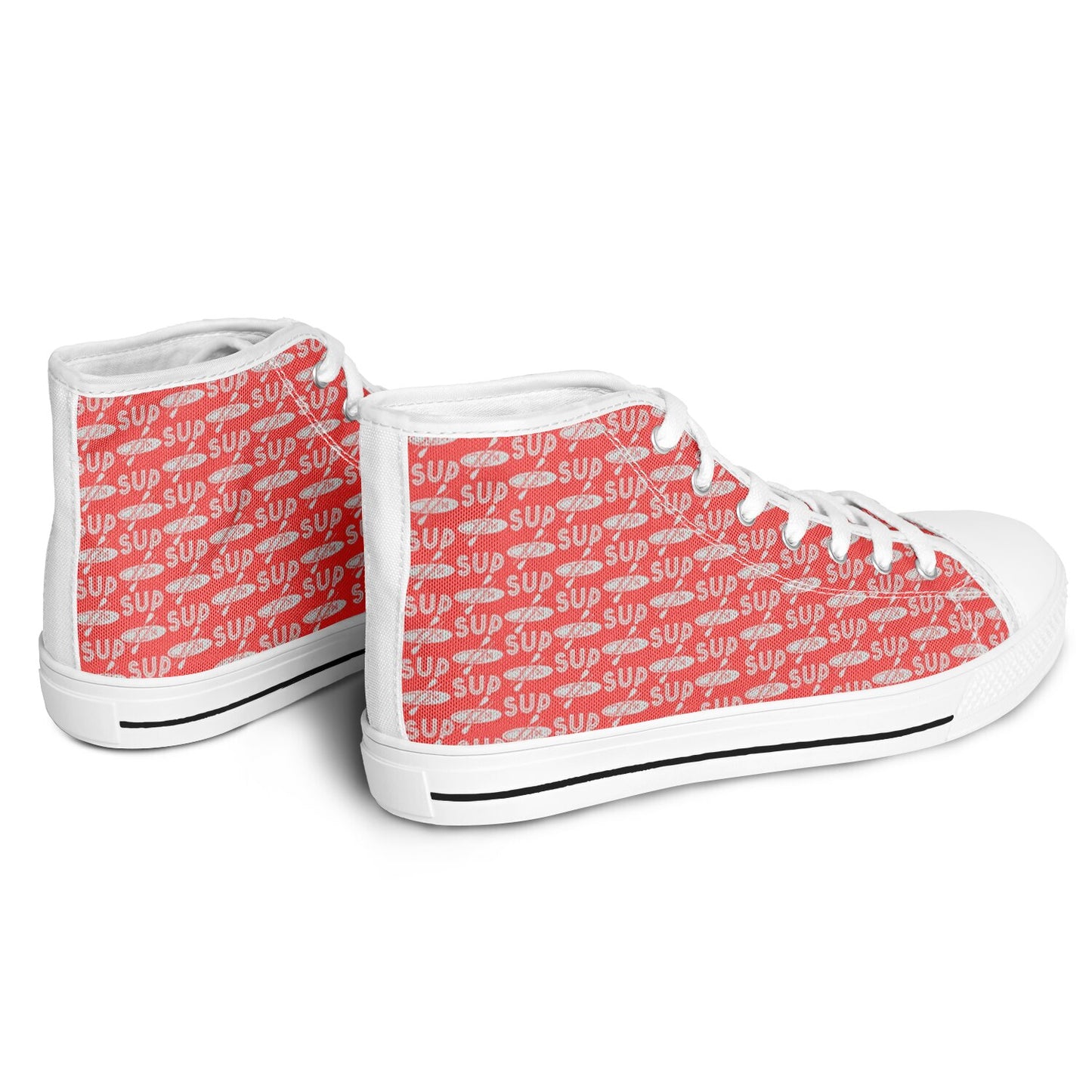 Women's Red and White Outsole with Light Grey Paddleboarding Design Urban Peak High Top Shoes