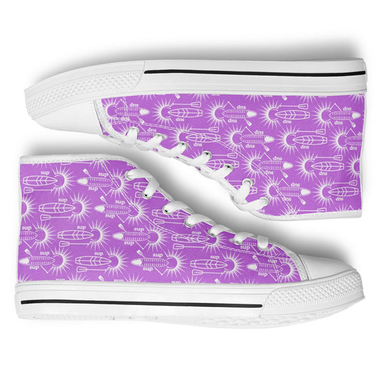 Women's Purple and White Paddleboards with Sun Design All Over Urban Peak High Top Shoes